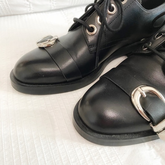 THE WISHBONE COLLECTION BLACK LEATHER METALLIC SHOES - 6 - Picture 7 of 9